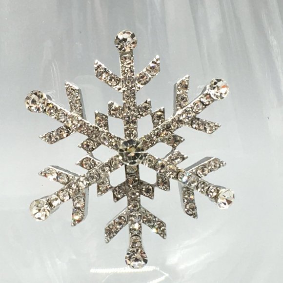 2 Jeweled Rhinestone Snowflake Stemless Wine Glass Set Silver Christmas Holidays - Picture 4 of 8